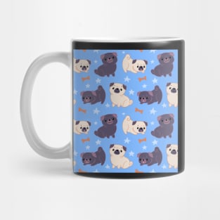 Blue Pug Pattern Mug